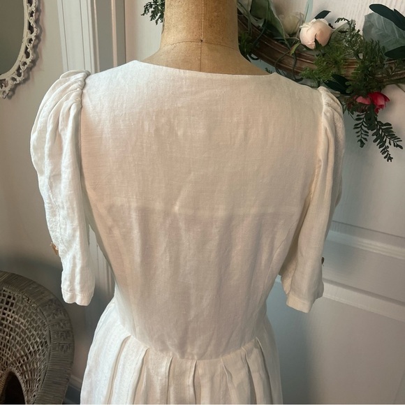 Giesswein vintage 100% cream linen boho dress size 8 - Picture 6 of 14